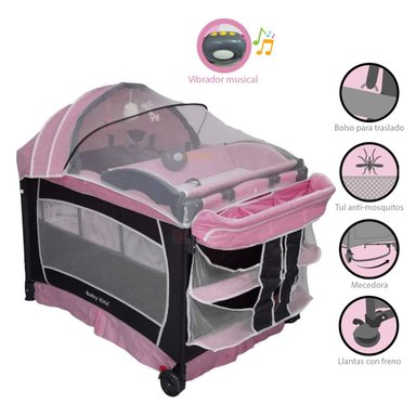 CUNA CORRAL BABY KITS VERONA ROSADO