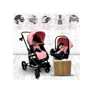 COCHE PARA BEBE TRAVEL SYSTEM BABY KITS PRIMA PLUS PINK