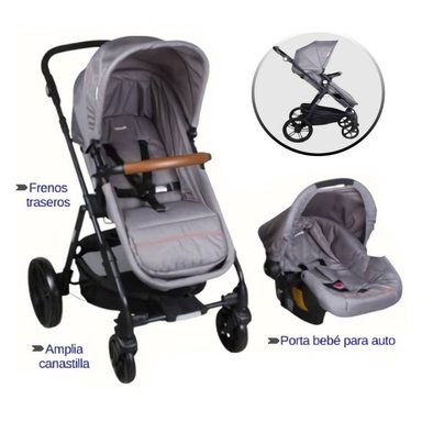 COCHE TRAVEL SYSTEM BABY KITS P68 GRIS INFANTI CLOUD