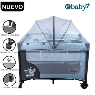 CUNA CORRAL CON CAMBIADOR EBABY HAPPY DREAM 727-2 CELESTE