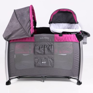 CUNA CORRAL MOISES CON CAMBIADOR EBABY LAUREN EB730 ROSADO