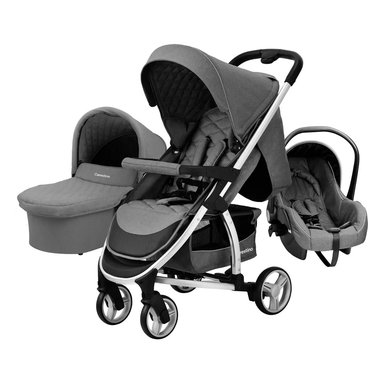 COCHE CUNA CARESTINO LONDO GRIS MOISÉS 3 EN 1 N