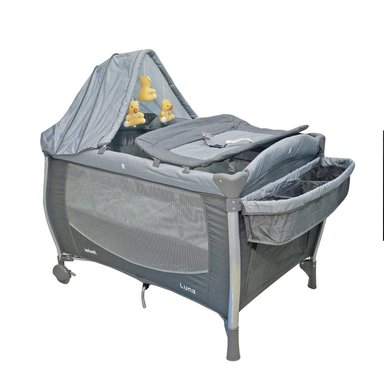 CUNA CORRAL 2 EN 1 INFANTI LUNA ZIGZAG GRIS