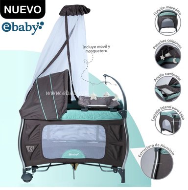 CUNA CORRAL ALUMINIO NAPY TUL REINA ANTIMOSQUITOS  EBABY 779C-1  VERDE