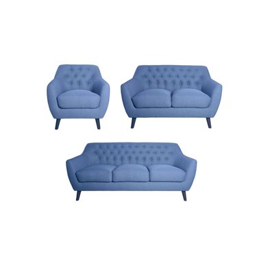 JUEGO SALA LÍNEA UNO MUEBLES SOFIA ACERO 3-2-1