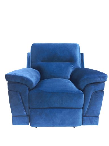 RECLINABLE LINEA UNO MUEBLES BOSTON MADERA TORNILLO AZUL LINEA UNO