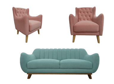 JUEGO SALA LÍNEA UNO MUEBLES ALEXIA AQUA 3-1-1