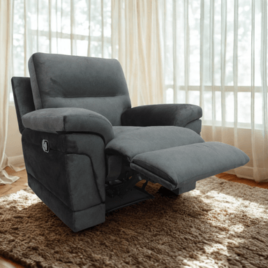 RECLINABLE LINEA UNO MUEBLES MADERA TORNILLO GRIS OSCURO BOSTON PLOMO