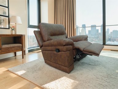 RECLINABLE LINEA UNO MUEBLES MADERA TORNILLO MOCHA BOSTON MOCCA - 3