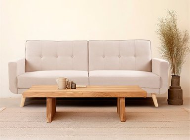 SOFÁ CAMA PAZART MUEBLES MAURICE BEIGE CLARO BEIGE FUTÓN