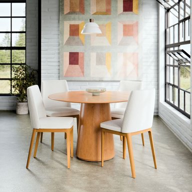 COMEDOR REDONDO 4 SILLAS SARA CITY BOUCLE BEIGE