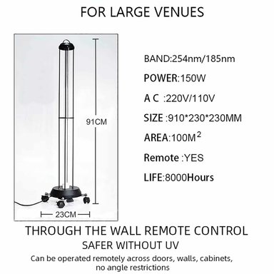 LAMPARA GERMICIDA ADVANTECH UV-C + OZONO METALICO 150W POTENTE - 4