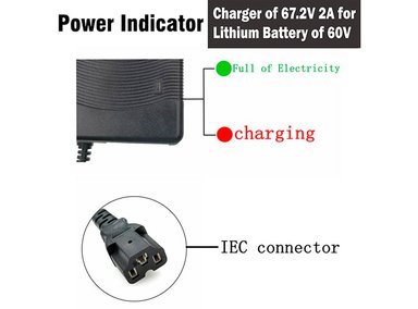 CARGADOR ADVANTECH 62.7V2A 67.2V 2A PARA MOTO ELÉCTRICA CITYCOCO CON BATERÍA DE LITIO 60V - 6