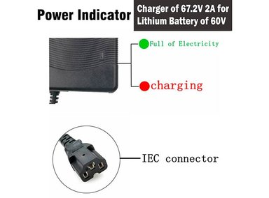 CARGADOR PARA MOTO ELÉCTRICA ADVANTECH 62.7V2A CITYCOCO DE 60V CON BATERÍA DE LITIO. SALIDA 67.2V 2A - 5