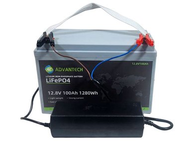 BATERÍA ADVANTECH LIFEPO4 12.8V100AH CON BMS INCLUYE CARGADOR 14.6V 30A - 2