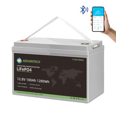 BATERÍA LIFEPO4 DE 12V 100AH LITIO CON BLUETOOTH Y BMS INCORPORADO