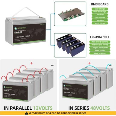 BATERÍA LIFEPO4 DE 12V 100AH LITIO CON BLUETOOTH Y BMS INCORPORADO - 9