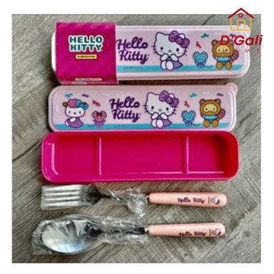 MINI SET DE CUBIERTOS KAWAII TENEDOR  CUCHARA COLOR ROSA