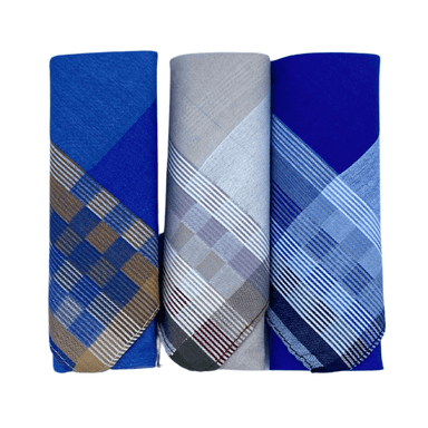 PACK X3 PAÑUELOS HOMBRE COLOR AZUL GRIS Y CELESTE