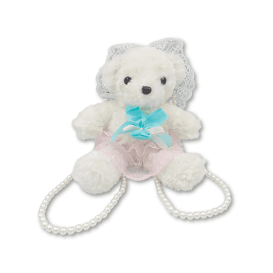 BOLSO MODELO OSA DE PELUCHE CON LAZO MORADO ROSADO