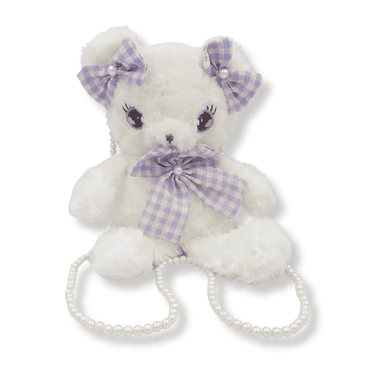 BOLSO MODELO OSA DE PELUCHE CON LAZO MORADO BLANCO