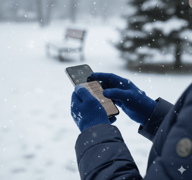 GUANTE DE LANA CON ORIFICIOS PARA SMARTPHONE COLOR AZUL