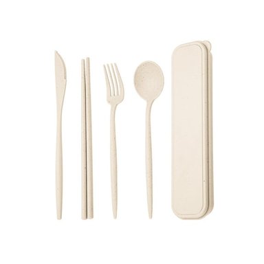 SET DE CUBIERTOS DE CAMPING - CREMA