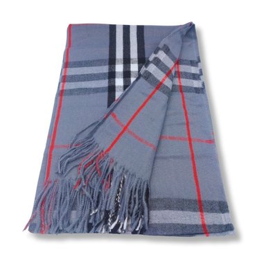 MAXI BUFANDA MUJER ROJO Y GRIS