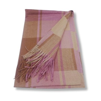 MAXI BUFANDA MUJER ROSA Y MARRON