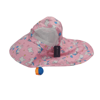 SOMBRERO CON SILBATO AZUL Y ANARANJADO Y DISEÑO DE UNICORNIO