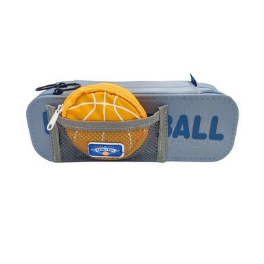 CARTUCHERA ESCOLAR BASKETBALL PLOMO
