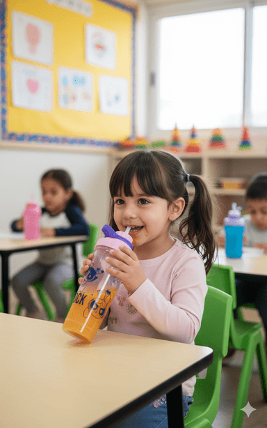 TOMATODO CON TAPA ROSCA CHICAS SUPER PODEROSAS ROSADO EN DELINEADO AZUL
