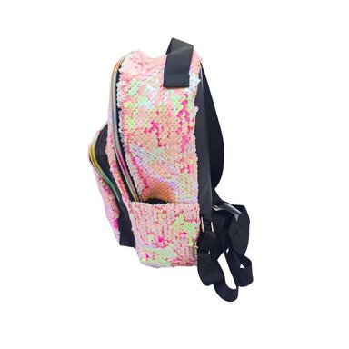 MOCHILA ESCOLAR CON LENTEJUELAS ROSADA - 3