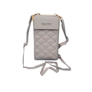 BOLSO CRUZADO ACOLCHADO PARA TELÉFONO GRIS