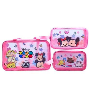 SET DE 3 NECESER FUCSIA MINNIE Y MICKY TSUM