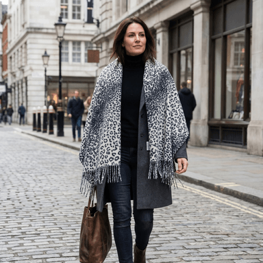 BUFANDA CHAL ANIMAL PRINT GRIS - 3