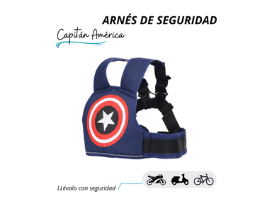 CINTURÓN DE SEGURIDAD CAPITÁN AMÉRICA PARA MOTO BICI
