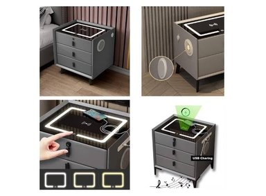 MESA DE NOCHE INTELIGENTE MULTIFUNCIONAL 5 EN 1 PLOMO