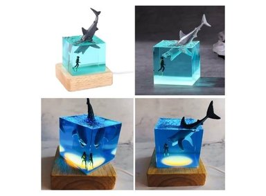 LAMPARA DE NOCHE DECORATIVA 3D TIBURON