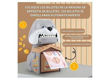 ALCANCIA DE PERRO CON CLAVE PARA BILLETES Y MONEDAS
