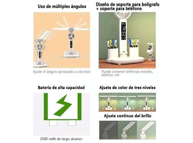 LÁMPARA DE ESCRITORIO LED INALÁMBRICA 5 EN 1 - 5