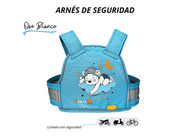 CINTURÓN DE SEGURIDAD OSO BLANCO PARA MOTO BICI