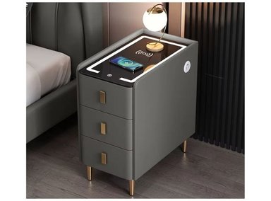 MESA DE NOCHE COMPACTA INTELIGENTE MULTIFUNCIONAL 5 EN 1 PLOMO