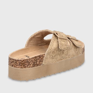SANDALIA PLATAFORMA BEIGE MUJER 65951 - 5