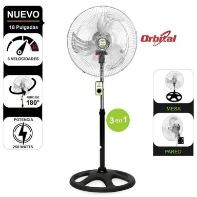 VENTILADOR DE PIE BOSSKO BK-8220VO 250 WATTS ORBITAL 3 EN 1