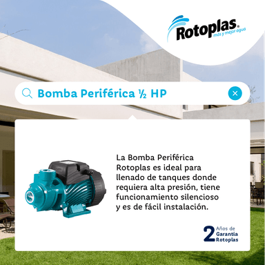 BOMBA AGUA ROTOPLAS PERIFÉRICA 1/2 HP - 2