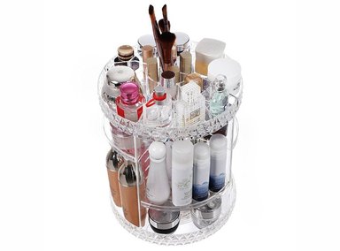 ORGANIZADOR MEGIM GIRATORIO TRANSPARENTE DE MAQUILLAJE COSMÉTICOS ROTACION 360 GRADOS - 2