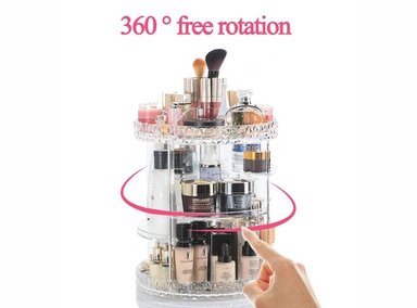 ORGANIZADOR MEGIM GIRATORIO TRANSPARENTE DE MAQUILLAJE COSMÉTICOS ROTACION 360 GRADOS - 3