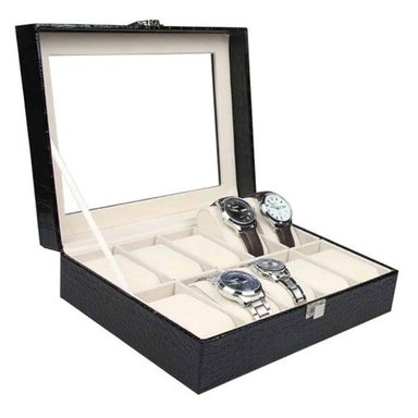 CAJA ORGANIZADOR PORTA RELOJ X 12 DISEÑO PIEL DE COCODRILO