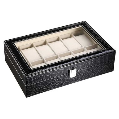 CAJA ORGANIZADOR PORTA RELOJ X 12 DISEÑO PIEL DE COCODRILO - 4